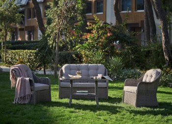 Mozaik Mini Outdoor Sofa Set 4Pc in Light Brown by Bellona [IKOUT-Mozaik Mini 4Pc]