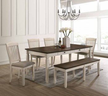 Fedele Dining Room 5Pc Set 77190 in Oak & Cream by Acme [AMDS-77190 Fedele]