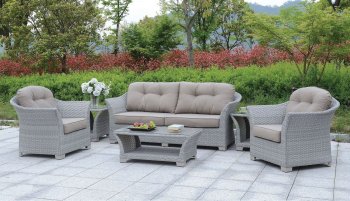 Bowbells 6PC Outdoor Patio Set CM-OS1829GY in Gray & Beige [FAOUT-CM-OS1829GY-Bowbells]