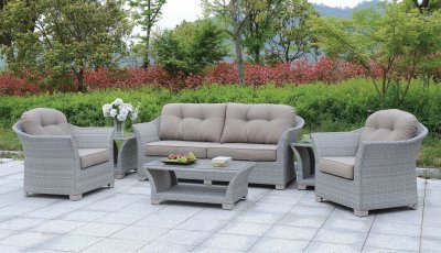 Bowbells 6PC Outdoor Patio Set CM-OS1829GY in Gray & Beige