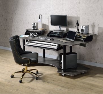 Eleazar Music Desk 92895 in Black Oak by Acme w/Optional Chair