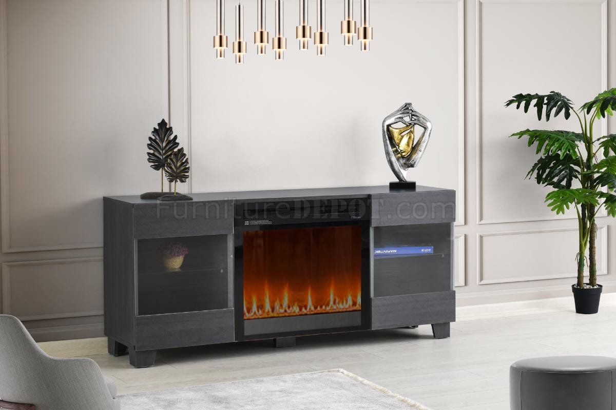 Max Electric Fireplace Media Console in Gray by Dimplex - Click Image to Close