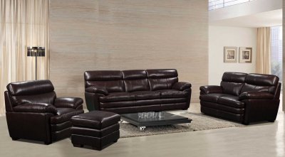 Scottsdale Sofa & Loveseat Set in Brown Leather - Leather Italia