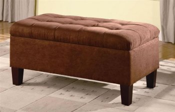 Chocolate Microfiber Storage Ottoman w/Cappuccino Legs [CRO-378-501040]