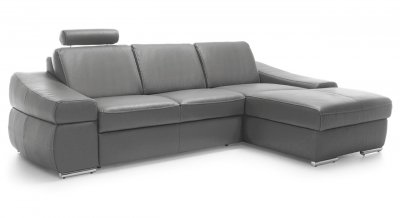 Coco Sectional Sofa in Grey Full Leather by ESF w/ Bed & Storage