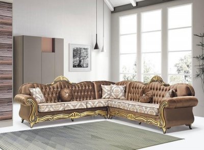 Samira Sectional Sofa in Brown Fabric