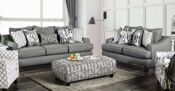 Verne Sofa SM8330 in Bluish Gray Linen-Like Fabric w/Options [FAS-SM8330 Verne]