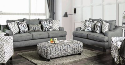 Verne Sofa SM8330 in Bluish Gray Linen-Like Fabric w/Options