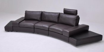 Espresso Full Grain Italian Leather Sectional Sofa w/Side Tables [VGSS-K-1295B-Espresso]