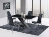 D654DT Dining Set 5Pc by Global w/Black Glass Top & D716 Chairs