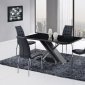 D654DT Dining Set 5Pc by Global w/Black Glass Top & D716 Chairs