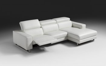 Augusto Power Motion Sectional Sofa White Leather by Whiteline [WLSS-Augusto White]