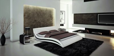 J213 Apollo Bed in White & Black Leatherette by VIG