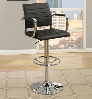 F1575 Set of 2 Bar Stools in Black Leatherette by Poundex [PXBA-F1575]