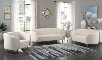 Lavilla Sofa 611 in Cream Velvet Fabric by Meridian w/Options [MRS-611 Cream Lavilla]