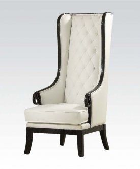 59128 Pedro Accent Chair in White PU by Acme w/Black Frame