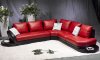 Red & Black Leather Modern Two-Tone Sectional Sofa