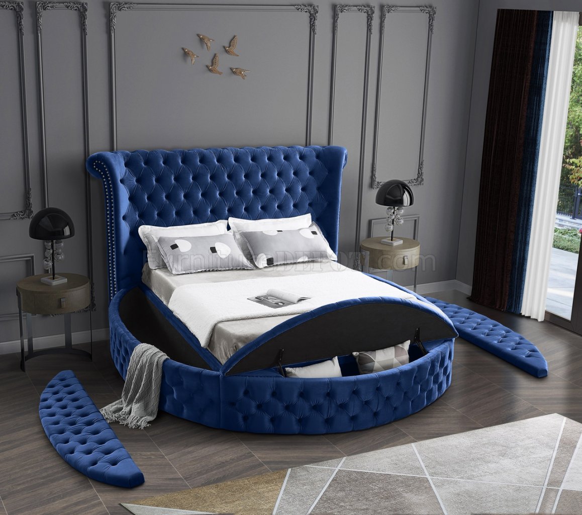 Luxus Velvet Bed in Navy by Meridian w/Options