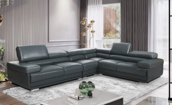 2119 Sectional Sofa in Dark Gray Leather by ESF [EFSS-2119 Dark Gray]