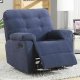 Blue Corduroy Fabric Modern Rocker Recliner Chair w/Pillow Arms