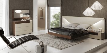 Elena Bedroom by ESF in Off-White & Walnut w/Options [EFBS-Elena]