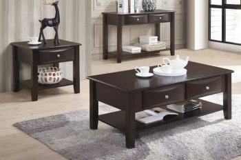 F6387 3Pc Coffee & End Table Set in Espresso by Poundex [PXCT-F6387]