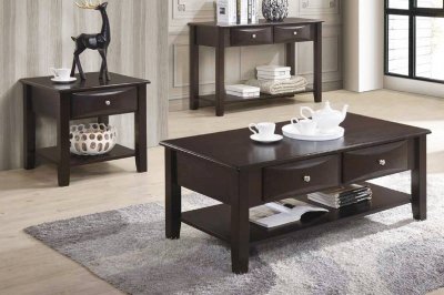 F6387 3Pc Coffee & End Table Set in Espresso by Poundex