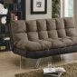 Two-Tone Brown Fabric Modern Sofa Bed w/Chrome Legs