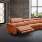 Lorenzo Power Motion Sectional Sofa in Rust Leather by J&M