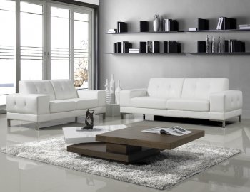 J&M Modern Manhattan Leather Sofa in White or Black [JMS-Manhattan]