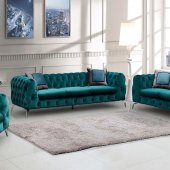 Aiden Sofa & Loveseat Set in Teal Velvet Fabric w/Options