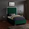 Lexi Upholstered Bed in Green Velvet Fabric - Meridian w/Options