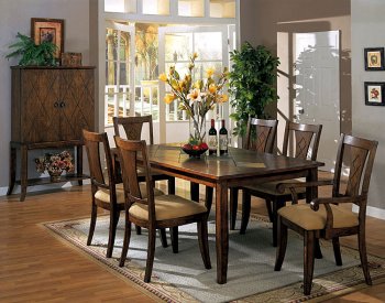 Distressed Natural Wood Dining Furniture W/Diamond Pattern & Bar [CRDS-31-100391]