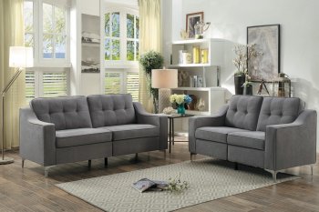 Murana Sofa & Loveseat Set 8248GRY in Gray Fabric by Homelegance [HES-8248GRY Murana Set]