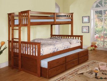 CM-BK458F-OAK University I Twin/Full Bunk Bed in Oak [FAKB-CM-BK458F-OAK University I]