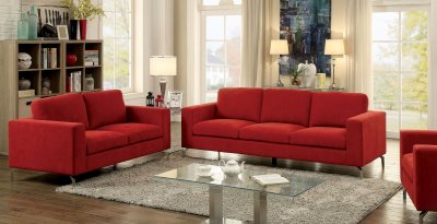 Kallie Sofa CM6848 in Red Flannelette Fabric w/Options