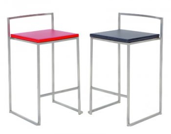 Black or Red Seat & Stainless Steel Modern Set of 2 Barstools [CYBA-0506]