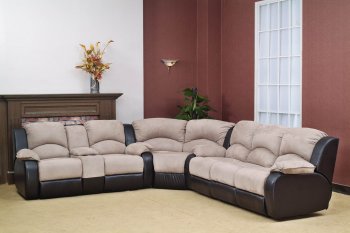 Beige Fabric Modern Reclining Sectional Sofa w/Optional Chair [WDSS-2049]