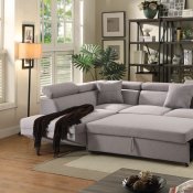 Jemima Sectional Sofa w/Sleeper 52990 in Gray Fabric by Acme