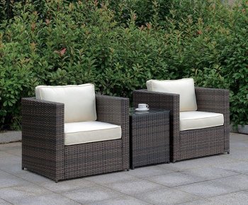 Ilona 3Pc Outdoor Patio Set CM-OS2136-Set13 in Ivory & Espresso [FAOUT-CM-OS2136-Set13-Ilona]