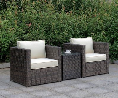 Ilona 3Pc Outdoor Patio Set CM-OS2136-Set13 in Ivory & Espresso