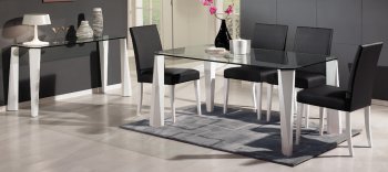 Glass Top & White Legs Modern Dining Table w/Optional Chairs [CYDS-WINTEC-DT]