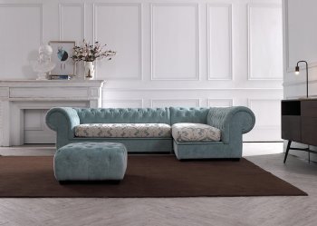 Metropolitan Sectional Sofa 0669A Blue Fabric by VIG w/Ottoman [VGSS-Metropolitan 0669A Blue]