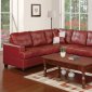 F7642 Sectional Sofa in Burgundy Bonded Leather by Poundex