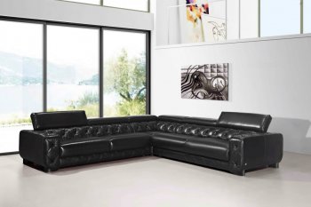 Lyon Sectional Sofa 911B in Black Full Leather by VIG [VGSS-911B Lyon Black]