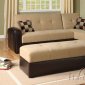 Sand Microfiber Reversible Adjustable Sectional Sofa w/Ottoman