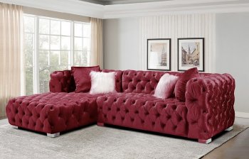 LCL-018 Sectional Sofa in Burgundy Velvet [BDSS-LCL-018 Burgundy]