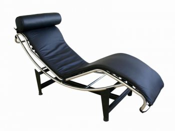 Black Color Leather Upholstery Contemporary Chaise Lounge [WIC-990A Black]