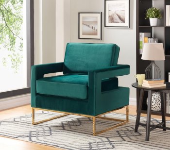 Noah Accent Chair 511 in Green Velvet by Meridian [MRCC-511 Noah Green]