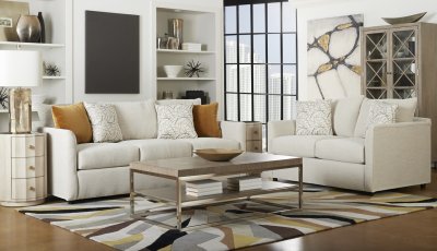 Atlanta Sofa in Pearl Fabric by Klaussner w/Options